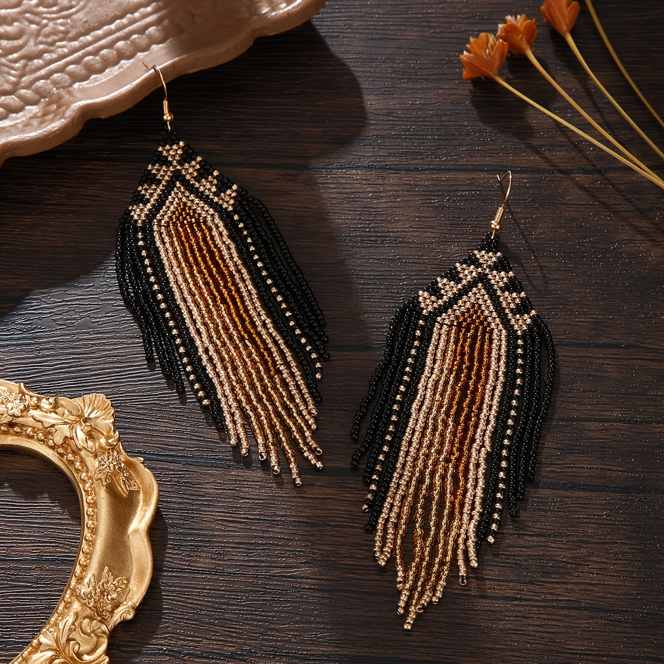 Women's Vintage Bohemian Hand-Woven Beaded Tassel Earrings